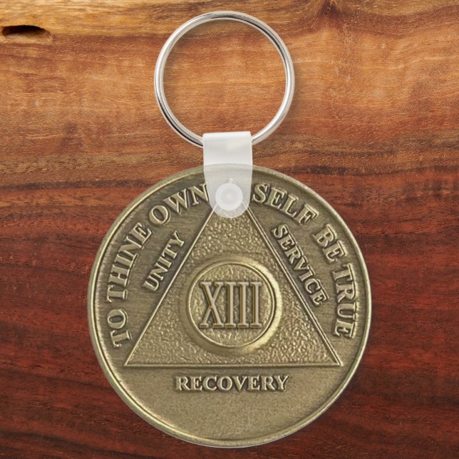 Porte-clés 13 ans NOM PERSONNALISÉ Médaille Sober (Recto)