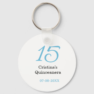 Porte-clés 15e anniversaire de quinceanera bleu noir lettre n
