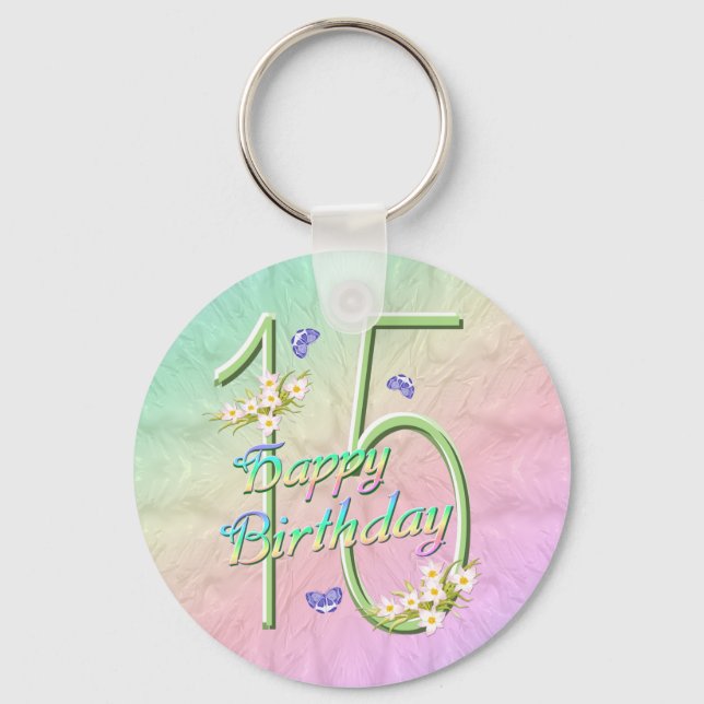 Porte-clés 15e anniversaire papillon Porte - clé de jardin (Recto)