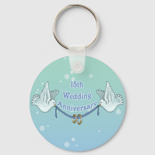 Porte-clés 15ème Cadeaux d'anniversaire de mariage