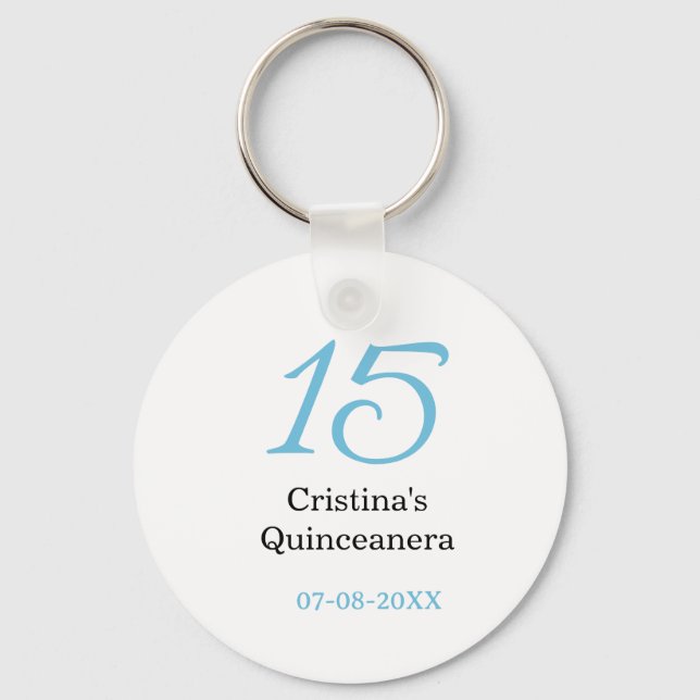 Porte-clés 15th quinceanera birthday blue black bold letter n (Recto)
