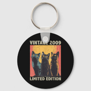 Porte-clés 16 Ans Cadeau Retro Vintage 2009 Amoureux des chat