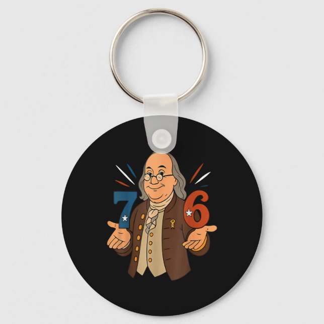 Porte-clés 1776 Drôle Benjamin Ben Franklin Mème Six Sept 6  (Recto)