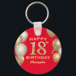 Porte-clés 18th Birthday Party Red and Gold Balloons<br><div class="desc">18th Birthday Party Red and Gold Balloons and Confetti Keychain. For further customization,  please click the "Customize it" button and use our design tool to modify this template.</div>