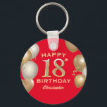 Porte-clés 18th Birthday Party Red and Gold Balloons<br><div class="desc">18th Birthday Party Red and Gold Balloons and Confetti Keychain. For further customization,  please click the "Customize it" button and use our design tool to modify this template.</div>