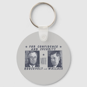 Porte-clés 1940 Vote Roosevelt + Wallace, gris