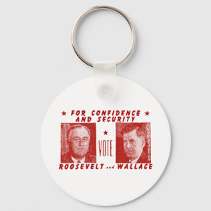 Porte-clés 1940 Vote Roosevelt + Wallace, rouge
