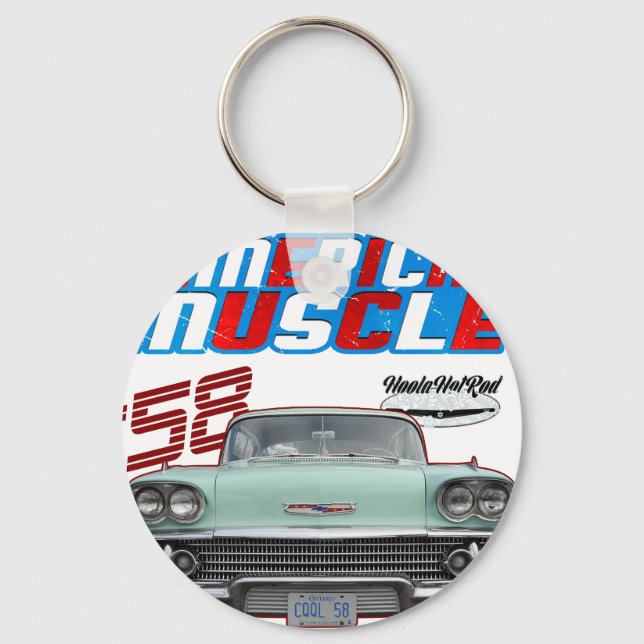 Porte-clés 1958,Impala,Rockabilly,voiture rouillée,detérioré, (Recto)