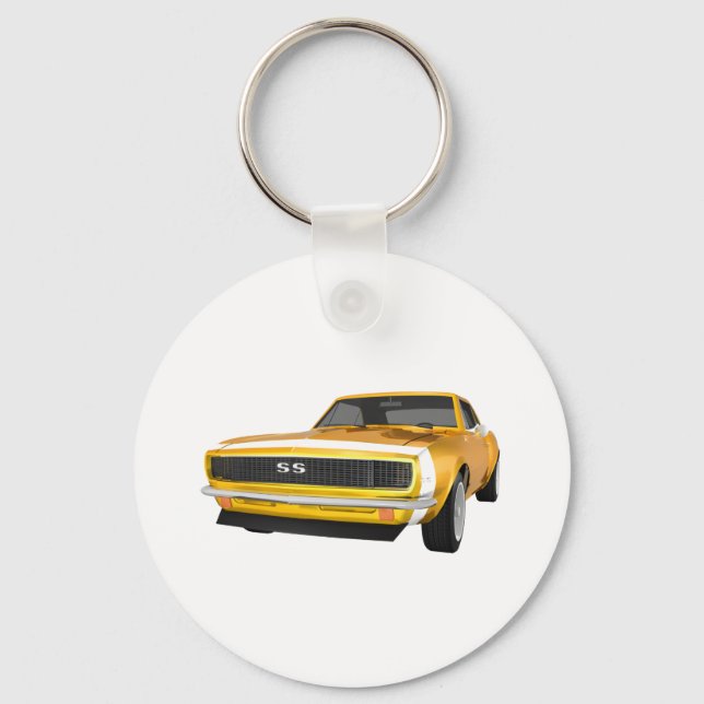 Porte-clés 1967 Camaro SS : Finition jaune : 3D Modèle : (Recto)