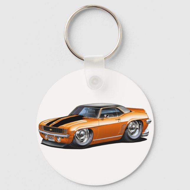 Porte-clés 1969 Camaro Orange-Black Top Car (Recto)