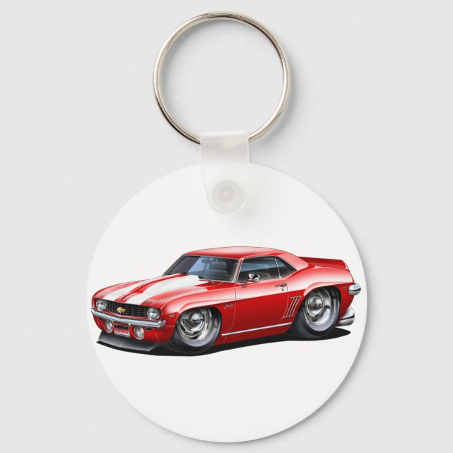 Porte-clés 1969 Camaro SS Red-White Car (Recto)