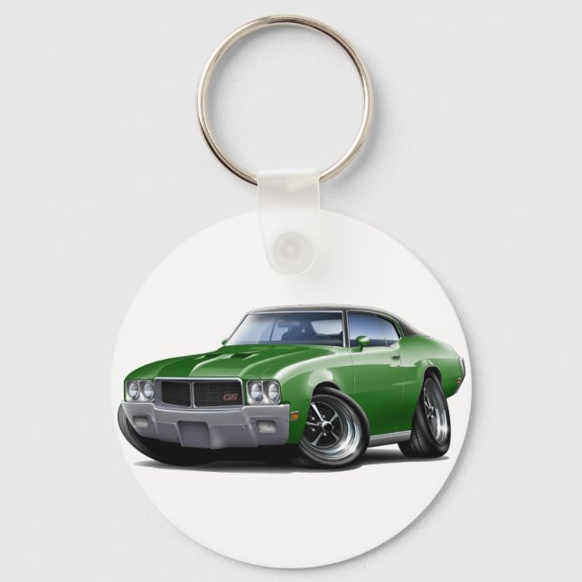 Porte-clés 1970-72 Buick GS Green Black Top Car (Recto)