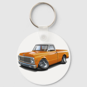 Porte-clés 1970-72 Chevy C10 Orange-Blanc Haut Camion