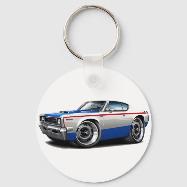 Porte-clés 1970 AMC Rebel Machine Red-White-Blue Car (Recto)