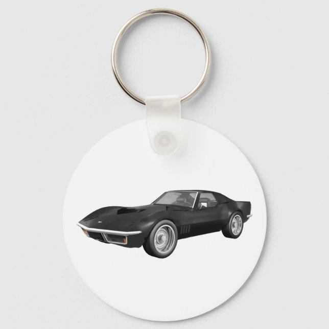 Porte-clés 1970 Corvette Sports Car: Black Finish (Recto)