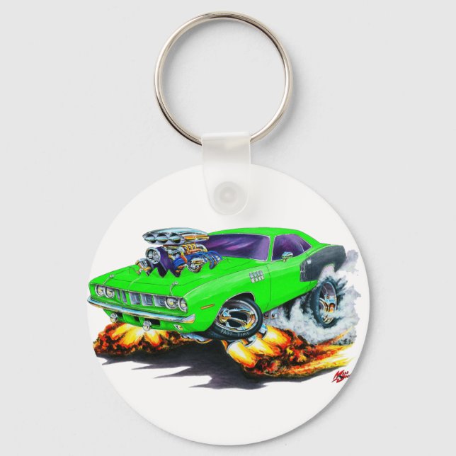 Porte-clés 1971 Hemi Cuda Lime Car (Recto)