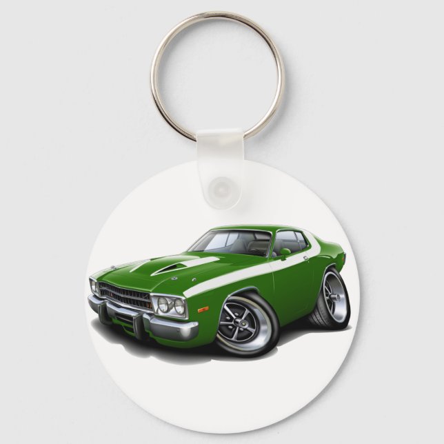 Porte-clés 1973-74 Voiture Green-White Roadrunner (Recto)