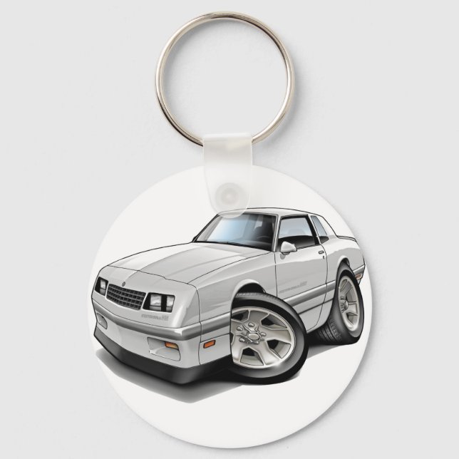Porte-clés 1983-88 Monte Carlo Voiture Gris Blanc (Recto)