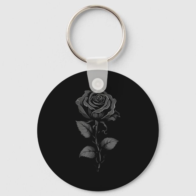 Porte-clés 199 Fleurs Graphique Rose Noire  (Recto)