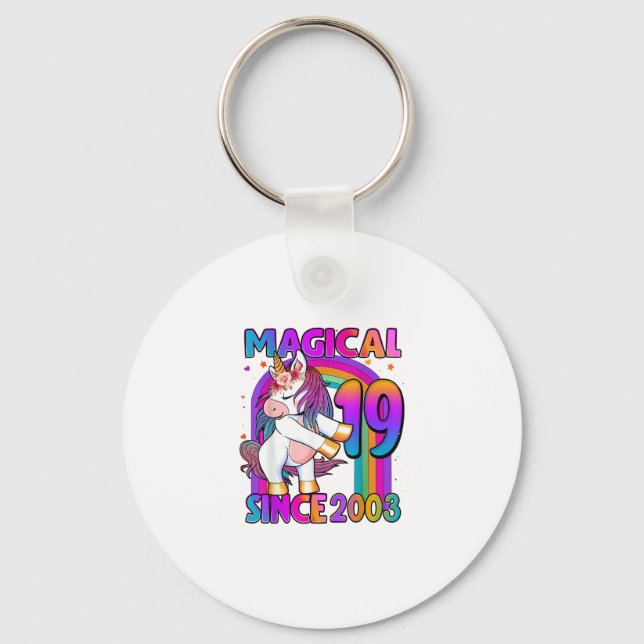 Porte-clés 19 Ans Unicorne Flossing 19e Anniversaire Fille U (Recto)