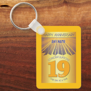 Porte-clés 19e anniversaire de sobriété Golden Ray 12 Étape