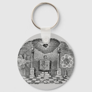 Porte-clés 19th Century Masonic Blockcut engraving