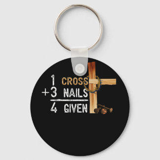 Porte-clés 1 Croix Plus 3 clous Égale 4 croix de foi