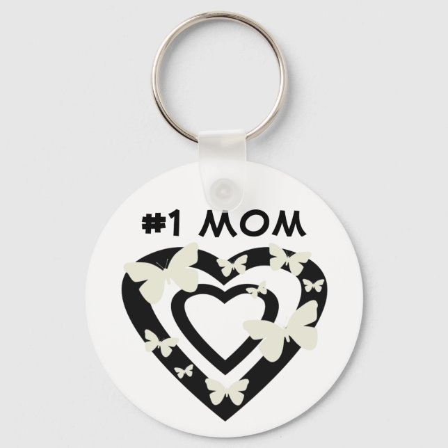 Porte-clés #1 Maman, le coeur ouvert, papillons blancs (Recto)