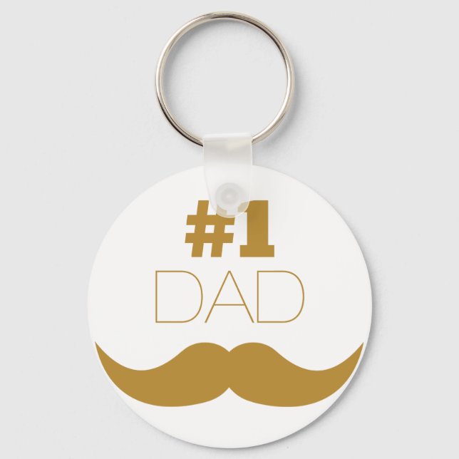 Porte-clés #1 Papa Mustache d'or - Numéro Un (Recto)