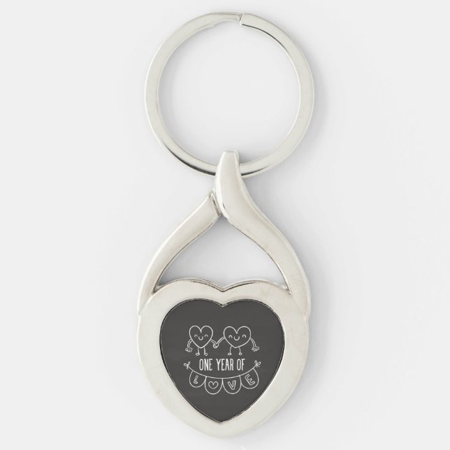 Porte-clés 1er Anniversaire Cadeau Twisted Heart Keychain (Devant)