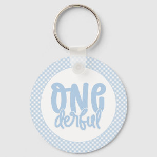 Porte-clés 1er anniversaire fête mignonne Pastel Blue Onederf