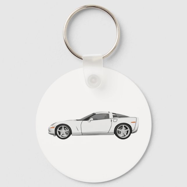 Porte-clés 2008 Corvette: Sports Car: White Finish: (Recto)