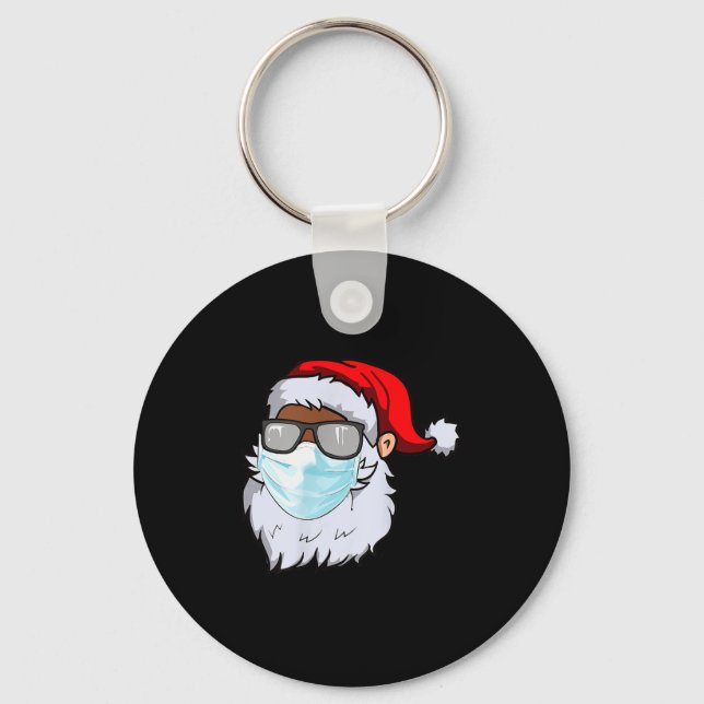 Porte-clés 2020 Santa With Face Mask Black African American C (Recto)