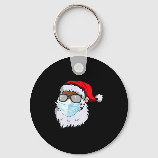 Porte-clés 2020 Santa With Face Mask Black African American C (Recto)
