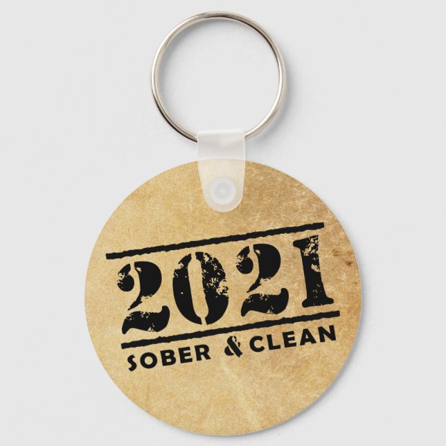 Porte-clés 2021 Sober & Clean Recovery Sobriety Encouragement (Recto)