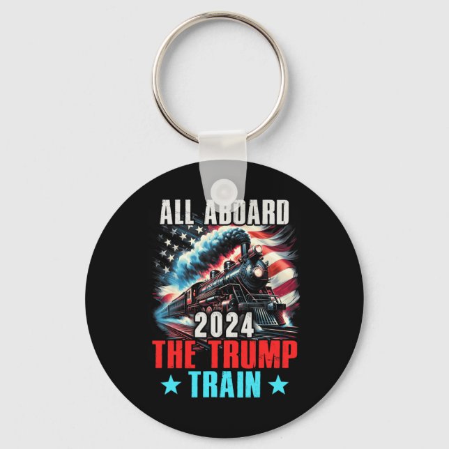 Porte-clés 2024 Tous à bord du Trump nous enseigne le drapeau (Recto)