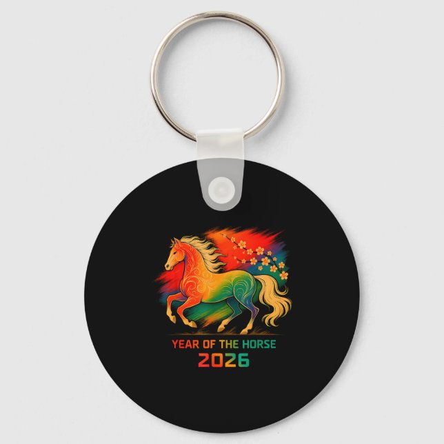 Porte-clés 2026 Year Of The Horse Vibrant Zodiac Blossom Art  (Recto)