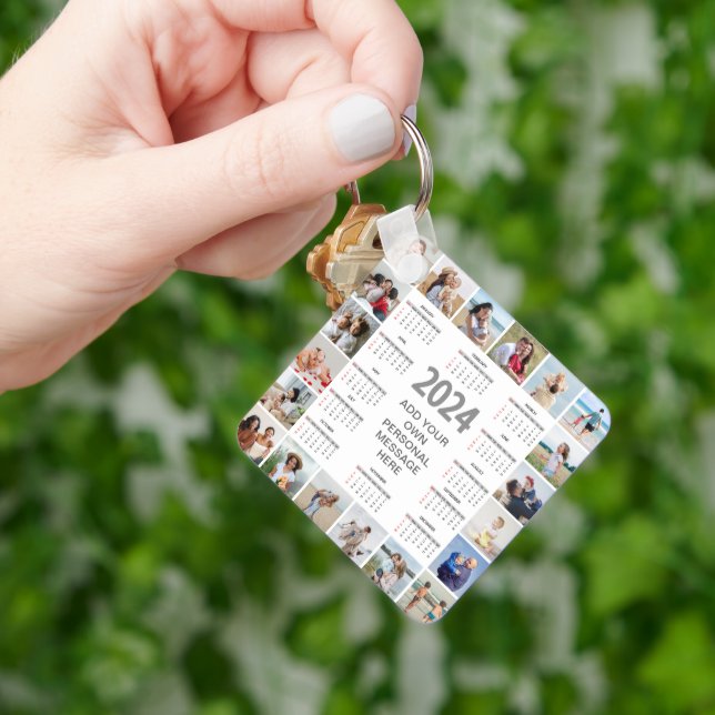 Porte-clés 20 Collage Photo 2024 Année En Coup D'Oeil Calendr (main)