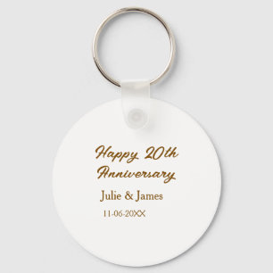 Porte-clés 20e anniversaire marron doré nom datsimple heureux