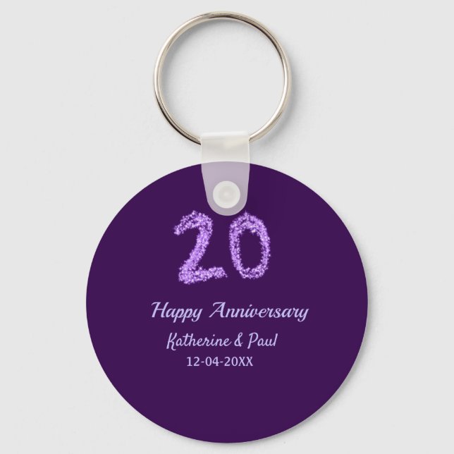 Porte-clés 20e heureux anniversaire ajouter nom du couple dat (Recto)