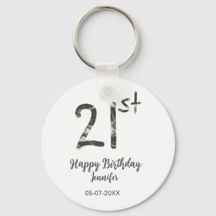 Porte-clés 21e anniversaire ajouter nom date année noire modè