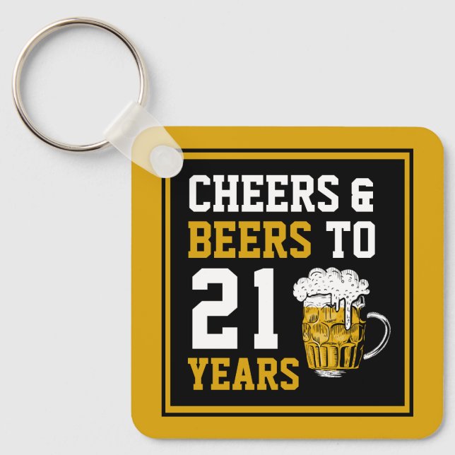 Porte-clés 21e anniversaire Cheers & Bières à 21 ans (Recto)