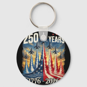 Porte-clés 250 Ans 1776-2026 Avions de Chasse Drapeau Usa 250