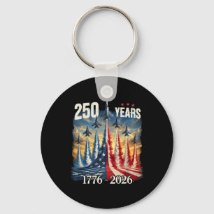 Porte-clés 250 Ans 1776-2026 Avions de chasse Drapeau Usa 250