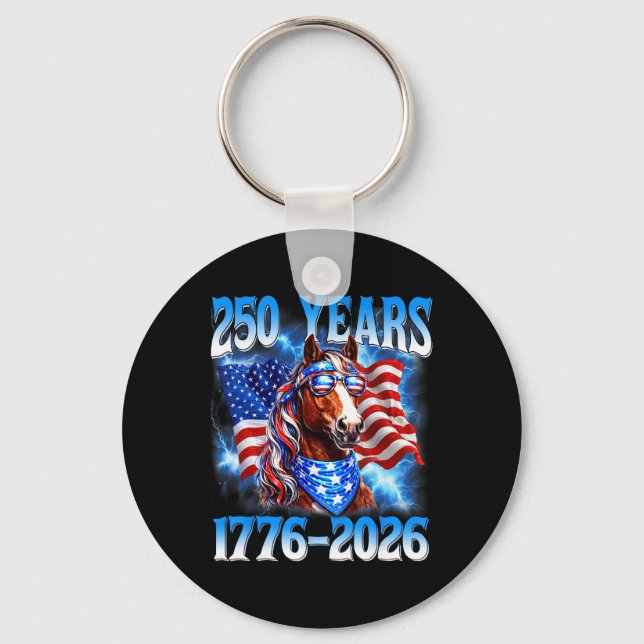 Porte-clés 250 Ans 250e Anniversaire États-Unis Cheval Drapea (Recto)