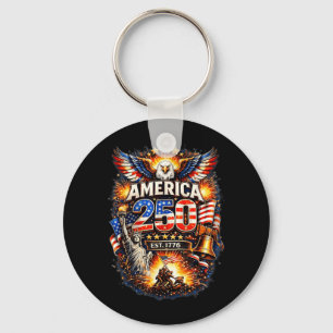 Porte-clés 250 Ans Américain 1776 2026 250e Anniversaire USA