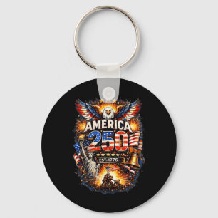 Porte-clés 250 Ans Américain 1776 2026 250e Usa Anniversaire