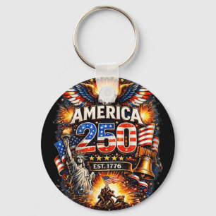 Porte-clés 250 Ans Américain 1776 2026 250ème Usa Anniversair