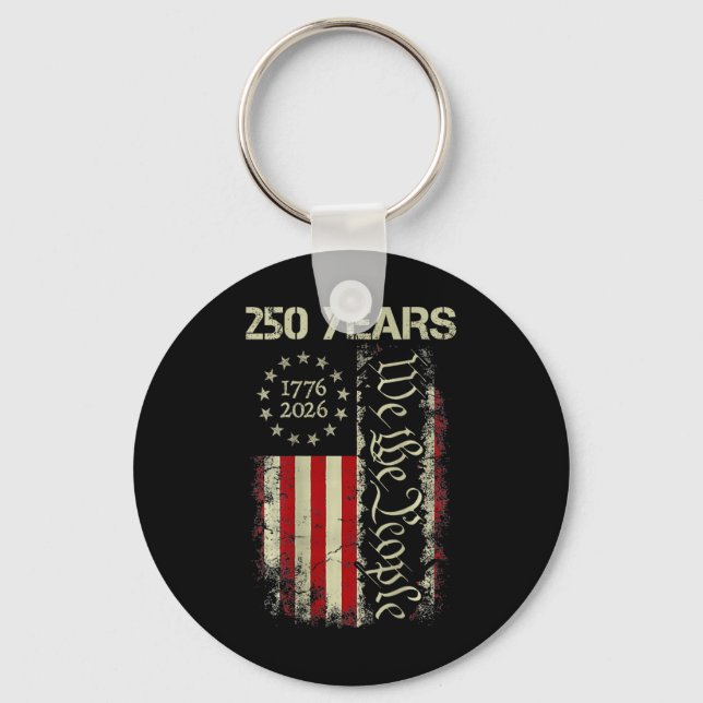 Porte-clés 250 Ans Amérique 1776 2026 Nous Le Peuple Drapeau  (Recto)