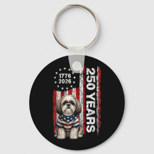 Porte-clés 250 Ans d'Amérique Shih Tzu Patriotique Usa Dom 4t